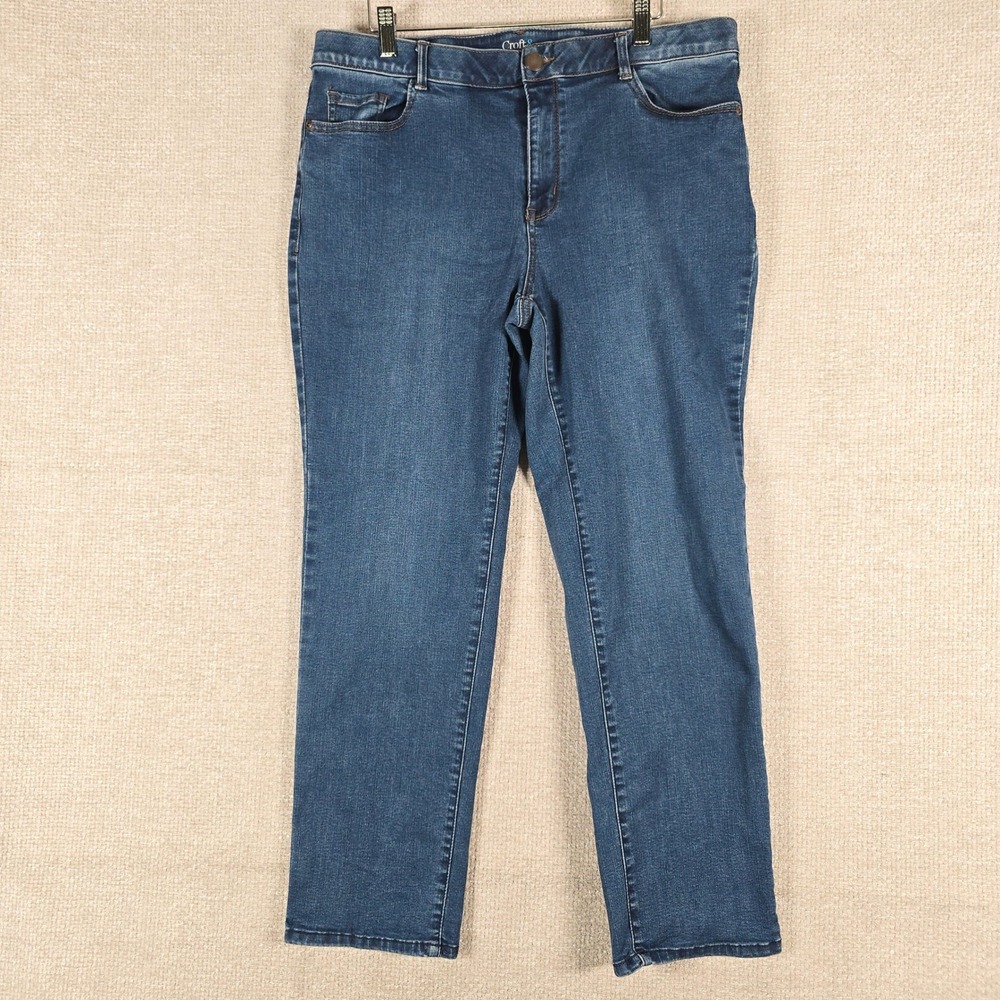 Croft & Barrow Effortless Stretch Jeans Womens 14S Blue Straight Leg Medium Wash